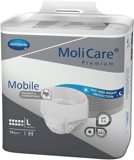 MoliCare Premium Mobile Disposable Pants 10 Drops Large (100-150cm Hips) - Pack of 14