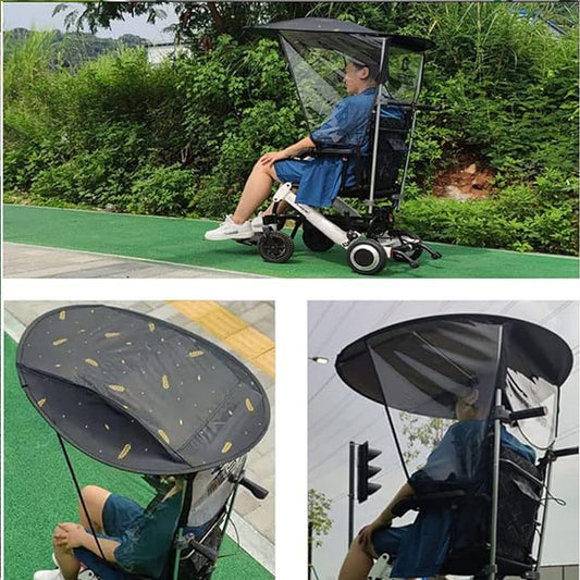 Electric Wheelchair Umbrella Canopy Awning, Sun Shade Rain Cover, UV Resistant Protection