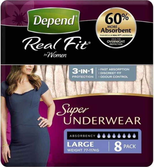 Depend Real Fit for Women Super Underwear 8 Pack