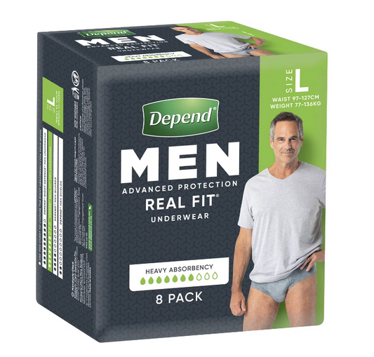 Depend Real-Fit Underwear for Men Large | 8 Pack