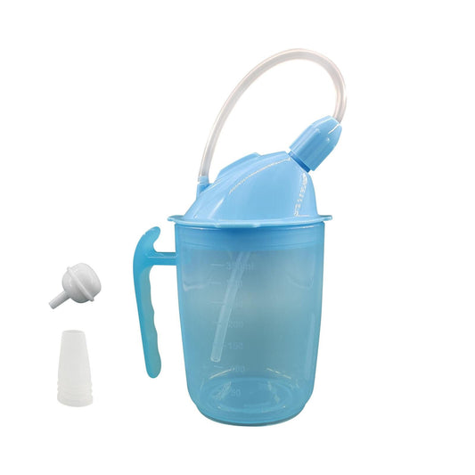 Spillproof Adult Sippy Cup for Liquids for Disabled Elderly with Weak Grip 350ml