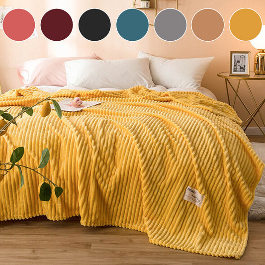 Cuddly Soft Flannel Plush Throw Rug Sofa Bedding Blanket Calm Anxiety Relief