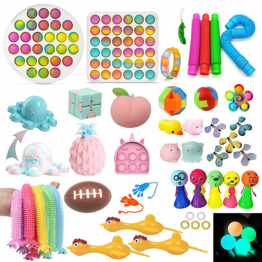50 Pack Fidget Toys Pop It Kids Bulk Sensory