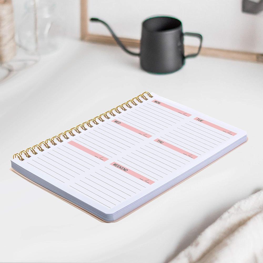Weekly Planner- Weekly Goals Notebook, A5 To Do List - 5.7 x 8.0" - Pink