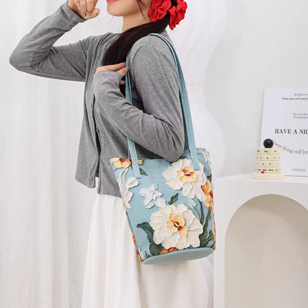 Flower Oil Painting Style Shoulder Bag