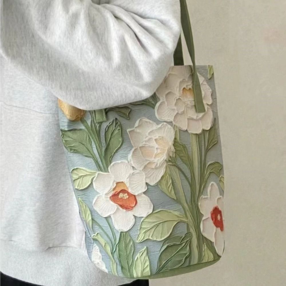 Flower Oil Painting Style Shoulder Bag