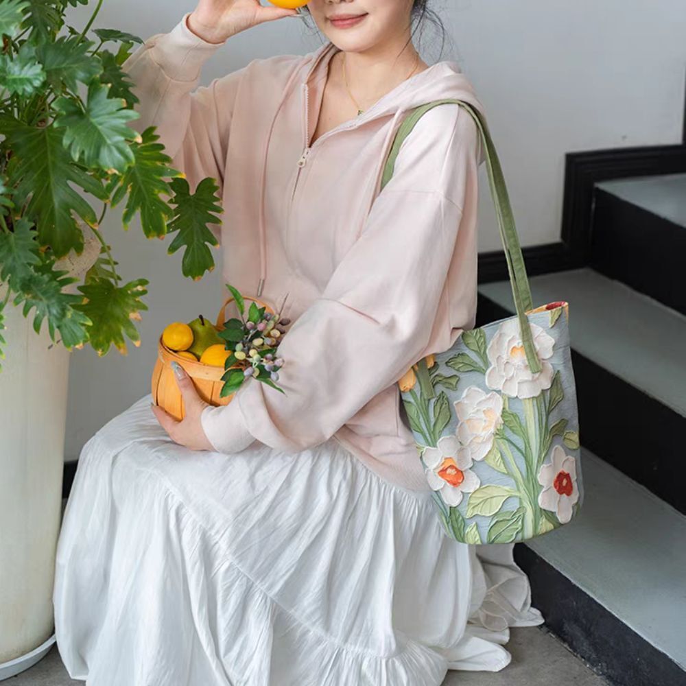 Flower Oil Painting Style Shoulder Bag