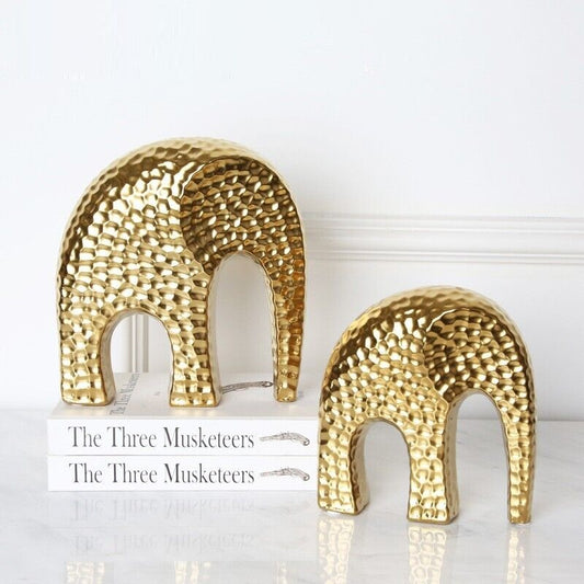 Ceramic Elephant Decoration Craft Ornament Electroplated Gold Deluxe