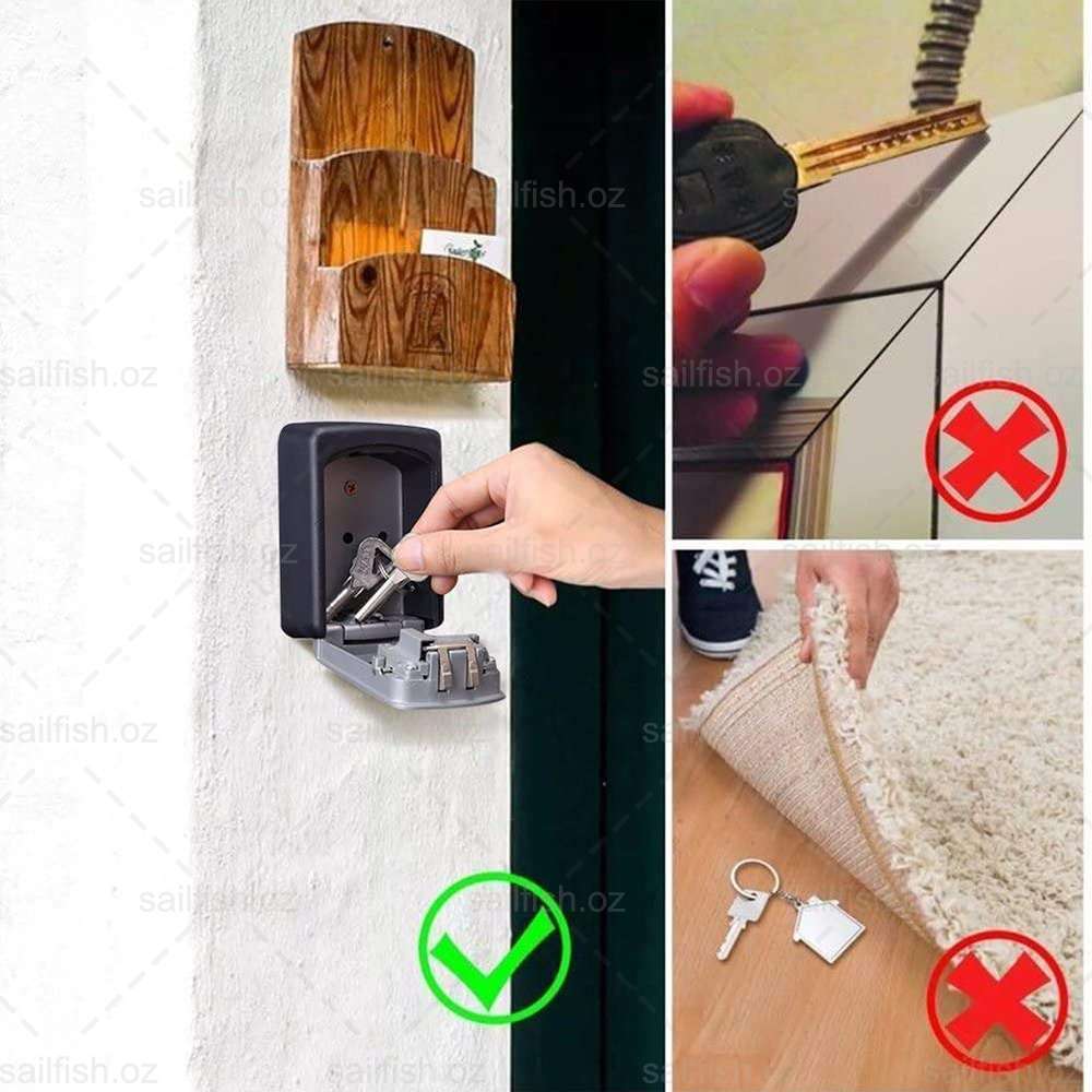4-Digit Combination Wall Mounted Key Lock Safe Storage Security Box Home Outdoor