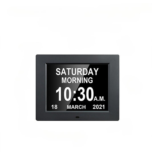 Dementia Clock 8" Digital Calendar Day LED Alarm