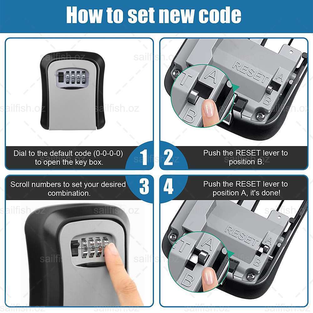 4-Digit Combination Wall Mounted Key Lock Safe Storage Security Box Home Outdoor