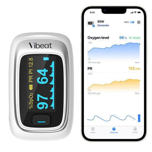 Bluetooth Finger Pulse Oximeter OLED Oxygen Saturation Monitor with Alarm and App