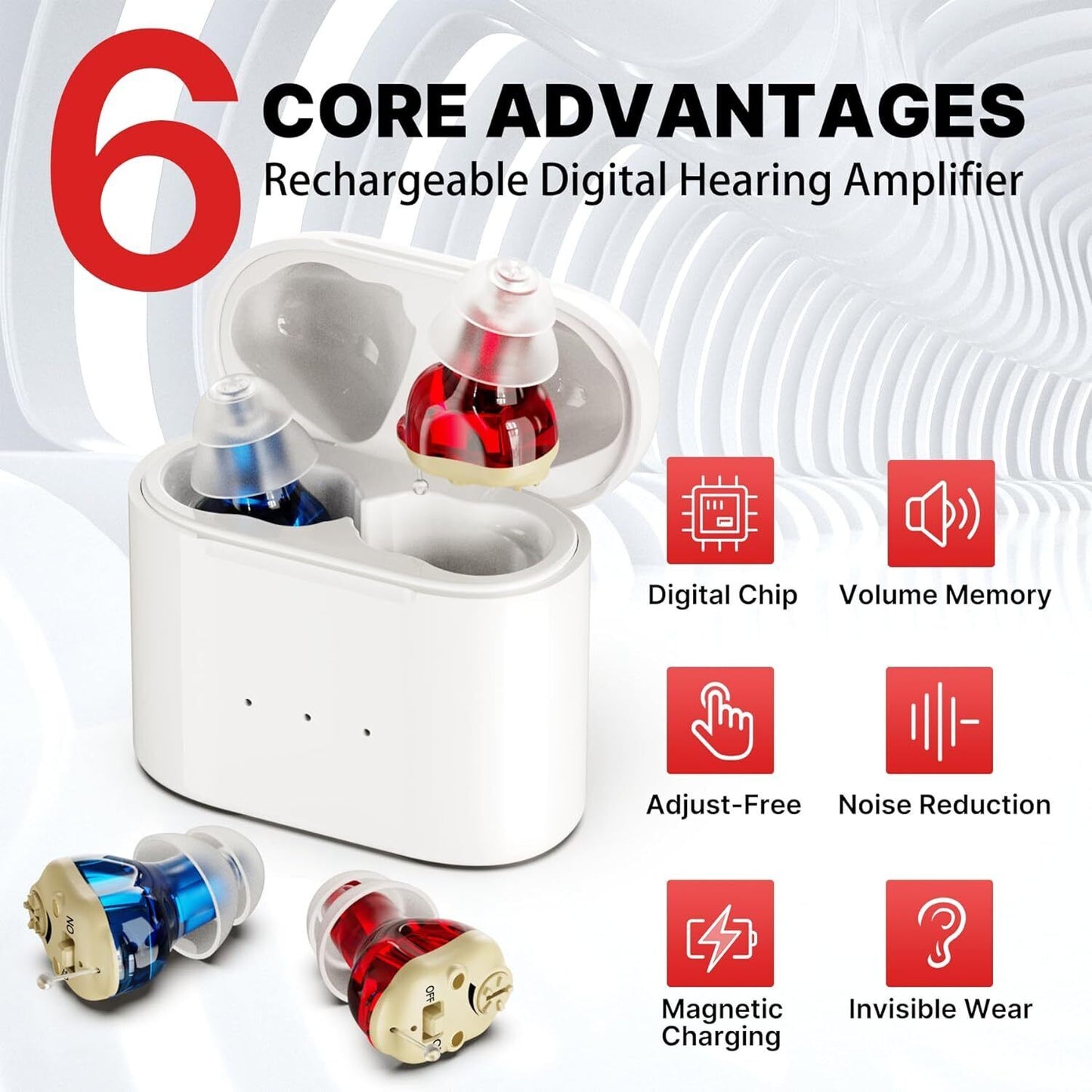 Hearing Aids Intelligent Mini Inner Ear Receiver in Canal Rechargeable