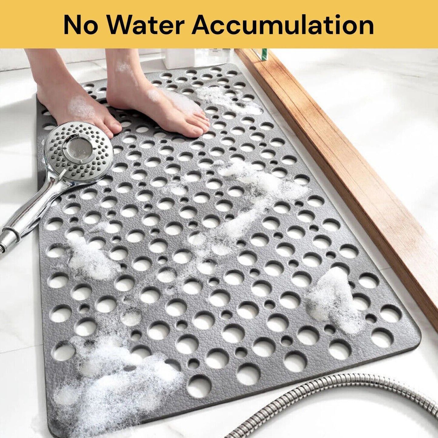 Non-Slip Anti-Mould Bath Mat for Shower, Bathtub, and Bathroom Floor with Suction Cups