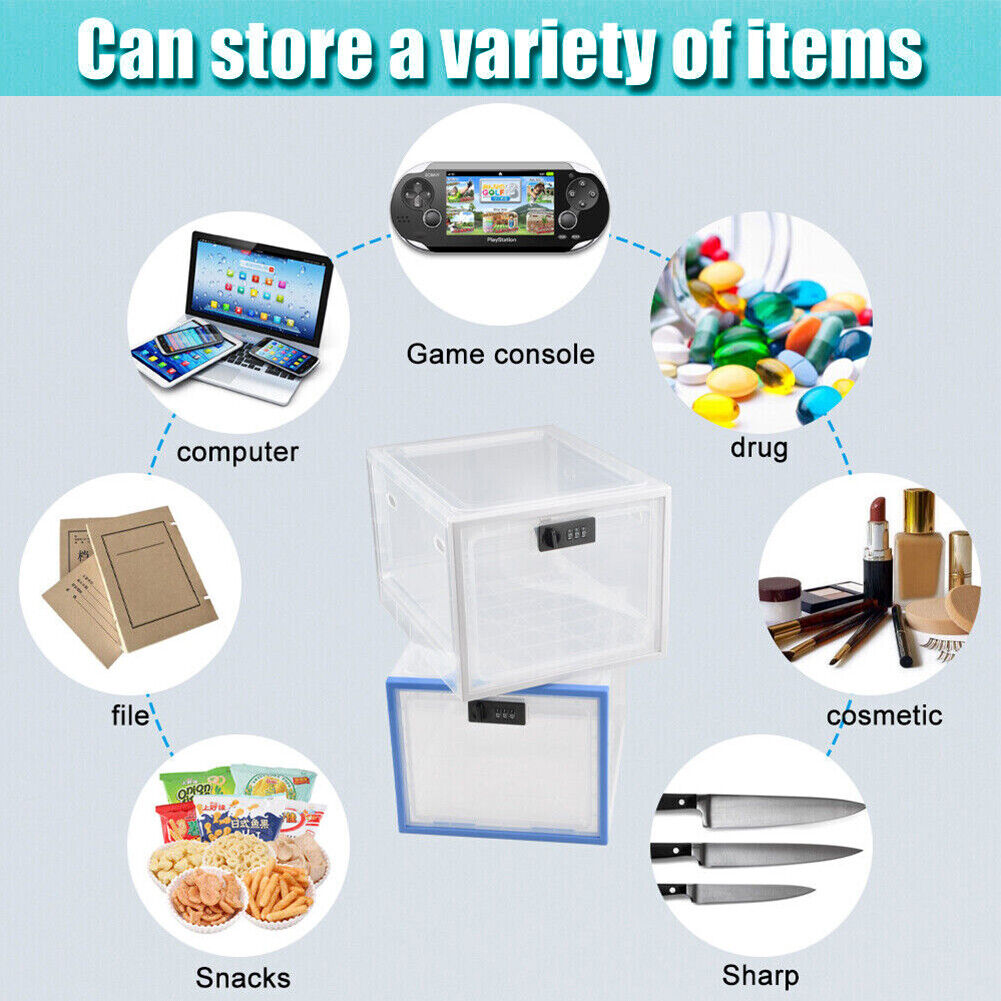 Lockable Storage Box with locking feature for Food Medicines and Home Safety