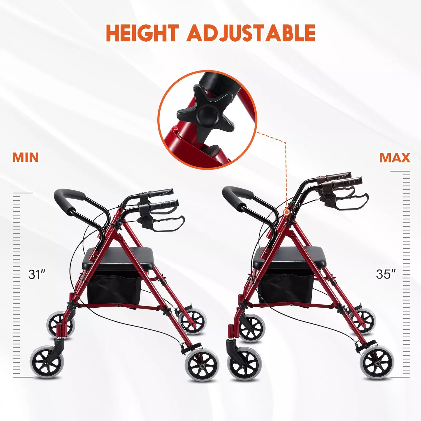 Rollator Walker 4 Wheel with Seat Lightweight for Seniors