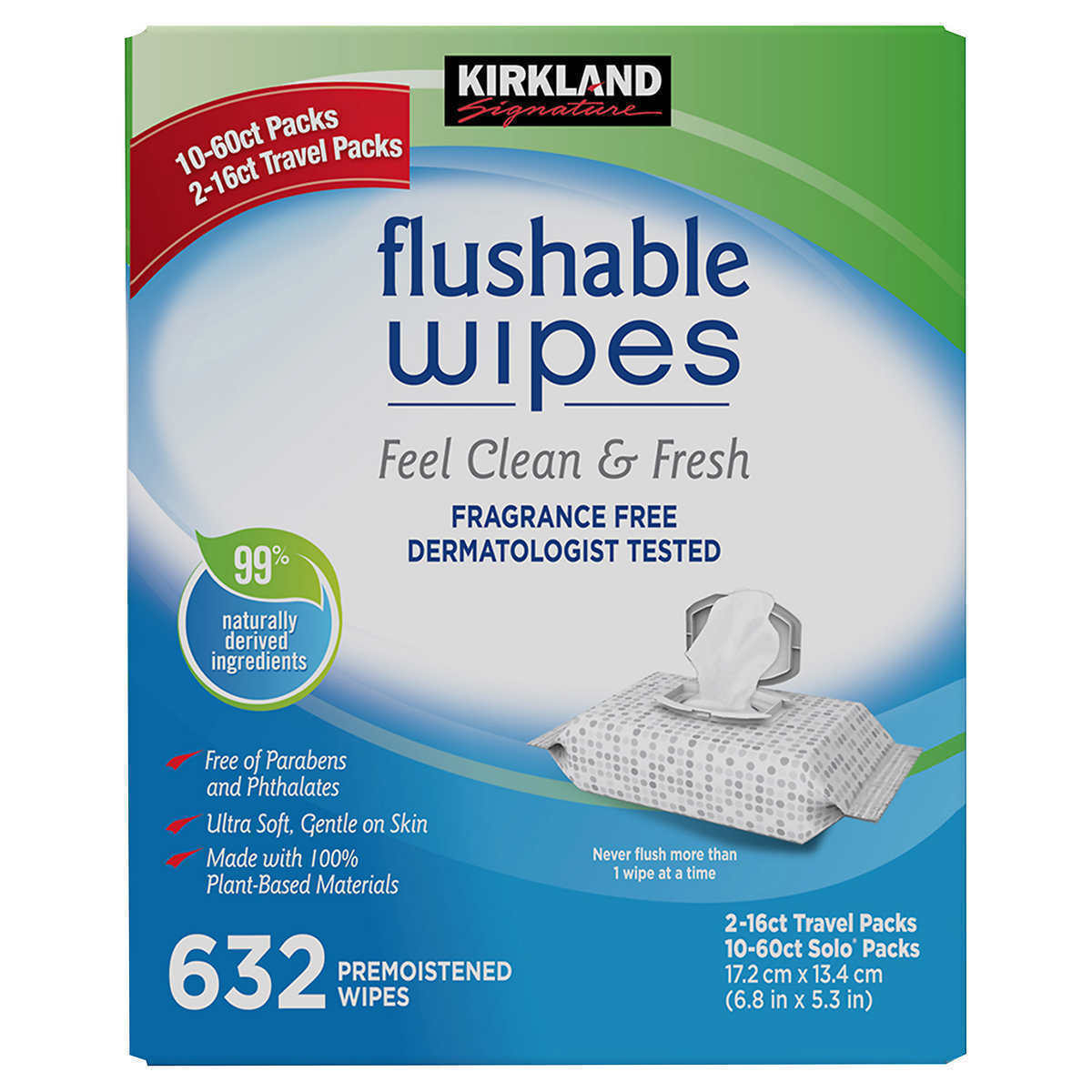 Kirkland Signature Moist Flushable Wipes 632 Wipes