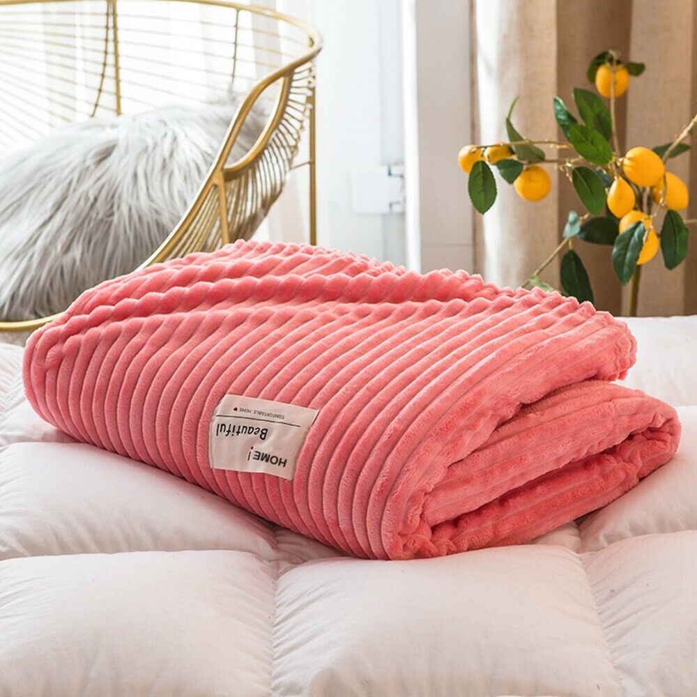 Cuddly Soft Flannel Plush Throw Rug Sofa Bedding Blanket Calm Anxiety Relief