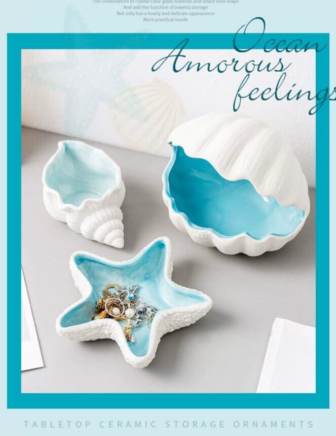 Jewellery Tray Dressing Table Ceramic Seashell
