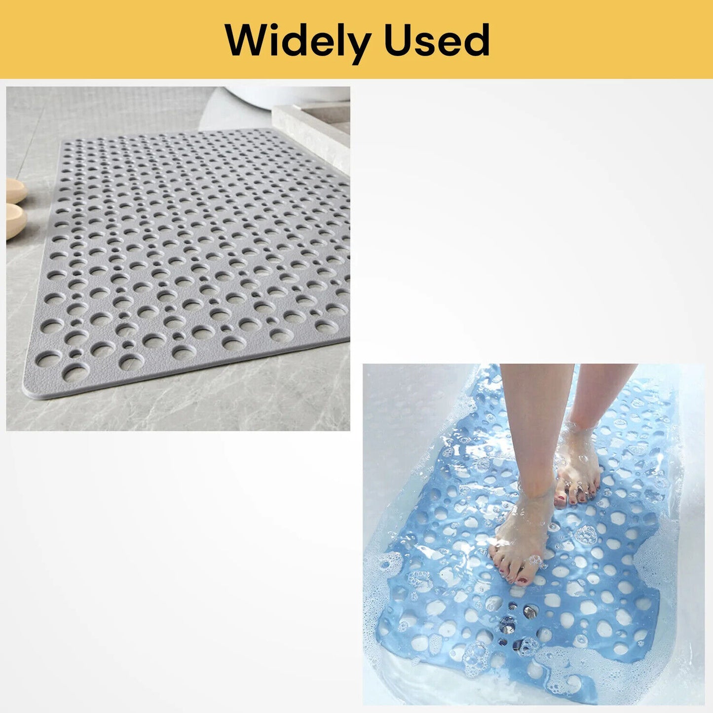 Non-Slip Anti-Mould Bath Mat for Shower, Bathtub, and Bathroom Floor with Suction Cups