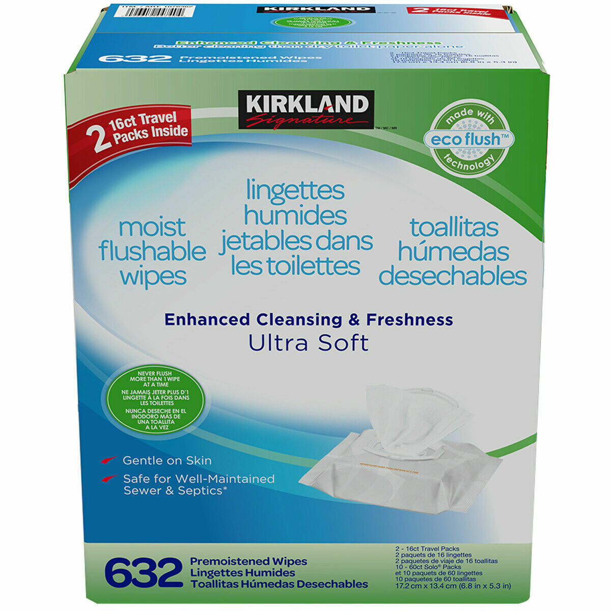 Kirkland Signature Moist Flushable Wipes 632 Wipes