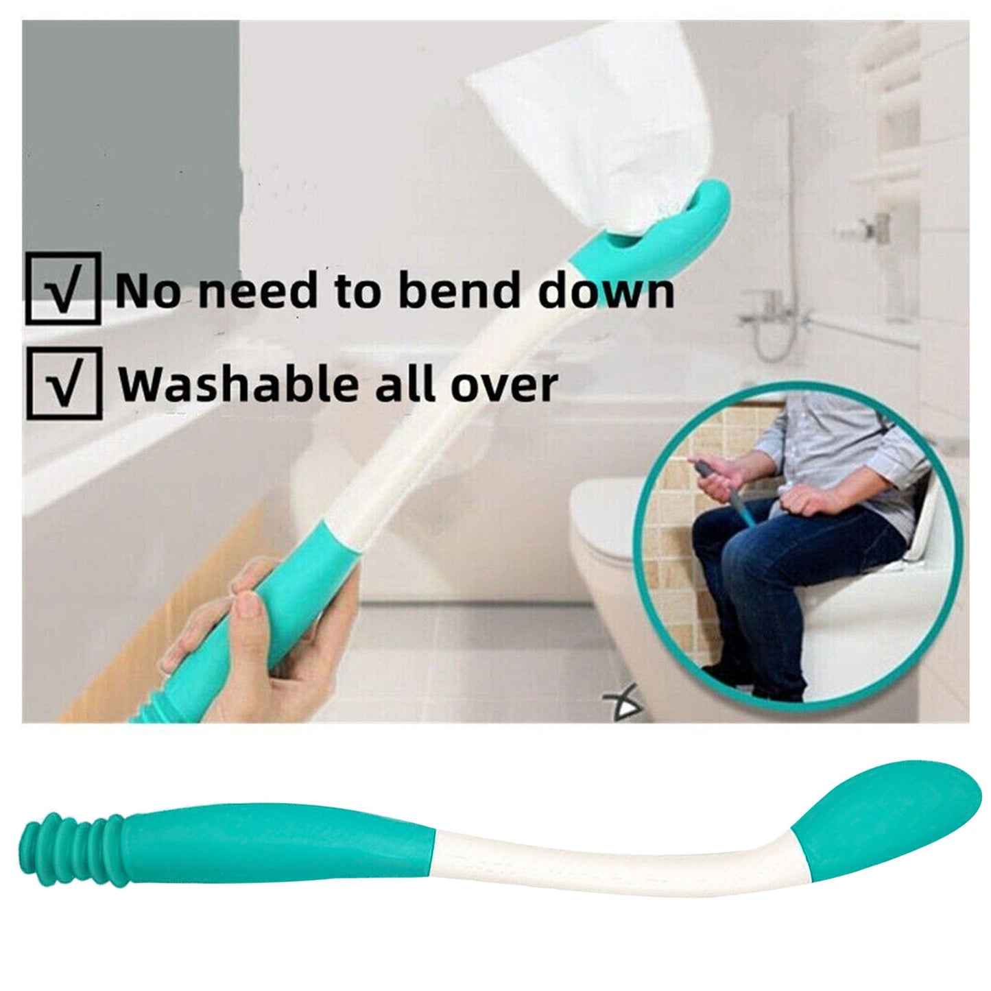 Wiper for Disabled Bathroom Aids for Wiping Toilet Aid Comfort Wiper Handle